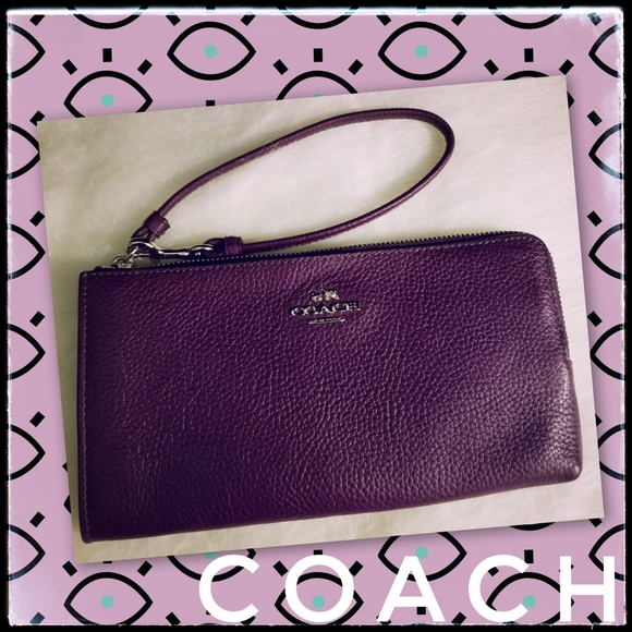 Coach Handbags - Coach*Violet Pebble Grain Leather Wristlet/Wallet